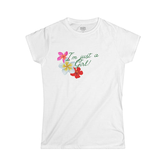 I'm just a girl cinema quotes Floral Print Women's Tee - Casual Summer Top, Gift for Her, Birthday Attire, Women's Fashion, Fun Graphic T-Shirt