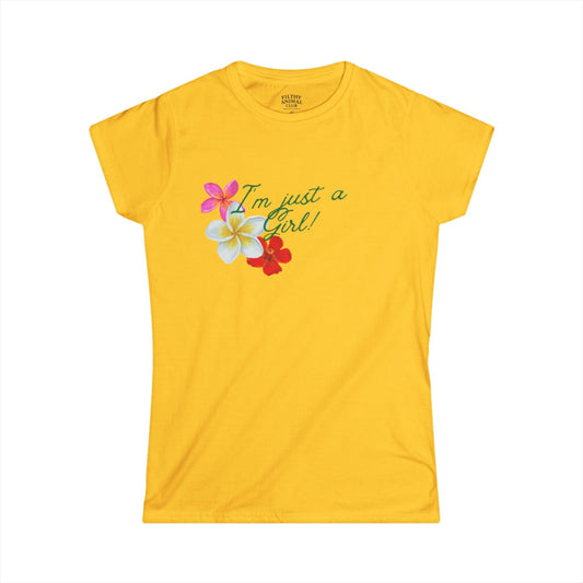 I'm just a girl cinema quotes Floral Print Women's Tee - Casual Summer Top, Gift for Her, Birthday Attire, Women's Fashion, Fun Graphic T-Shirt