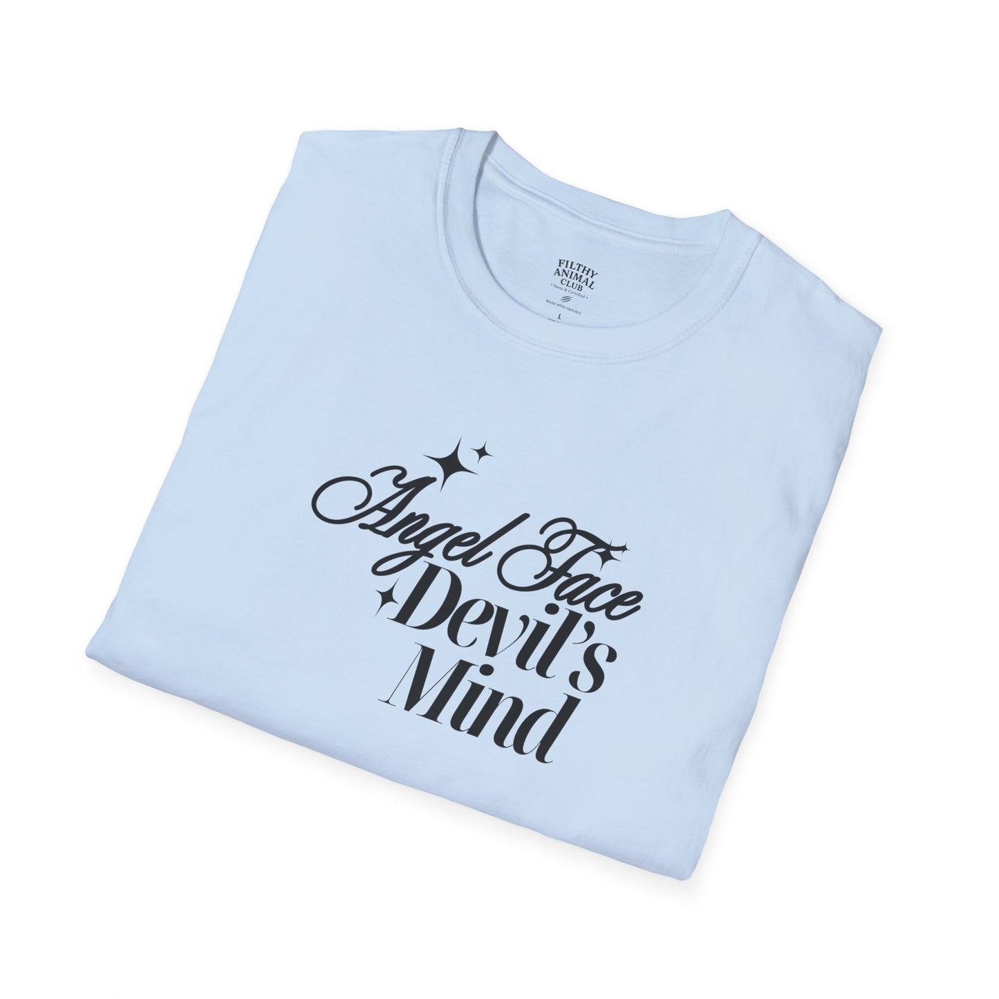 Angel Face Devil's Mind Graphic baby Womens Tee, birthday gift