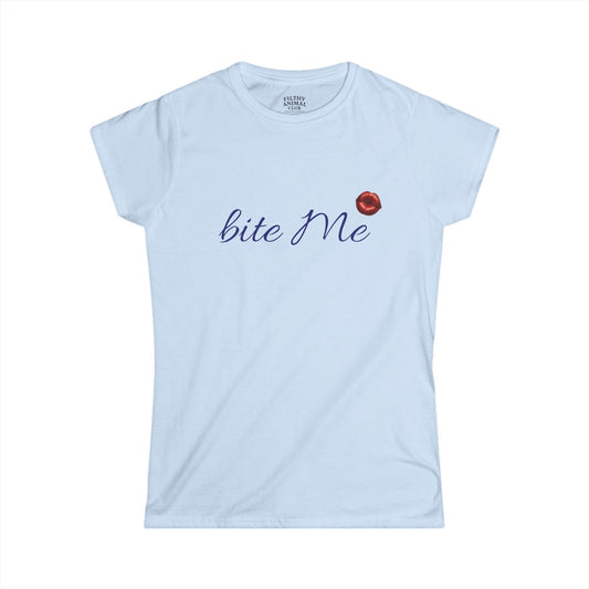 Bite Me Women's Softstyle Tee, Fun Graphic T-Shirt, Casual Wear, Gift for Food Lovers, Birthday Gift, Summer Top