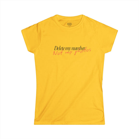 Sassy Delete My Number Tee, Women's Graphic T-Shirt, Casual Statement Apparel, Gift for Friends, Fun Summer Top