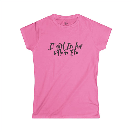 It Girl In Her Villain Era, Tee Shirt for Women - Cool It Girl Villain Design, sassy slogan baby tee